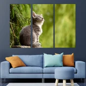 Портрет на коте в гората - картина пано за стена - Thumbnail 2