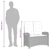 Накланяща се градинска пейка с възглавници светлосив полиратан - VL368221 - Thumbnail 9