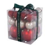 Коледни топки Ø5/6/8/10 см Празнично червено/бронз 29 бр. - Thumbnail 2