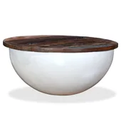 Маса за кафе, регенерирано дърво масив, бяла, форма на купа - Thumbnail 6