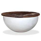 Маса за кафе, регенерирано дърво масив, бяла, форма на купа - Thumbnail 8