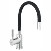 Стоящ смесител за кухня с гъвкав PVC черен чучур Zumba FERRO - Thumbnail 1