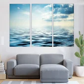 Облаци над синьо езеро - картина пано за стена - Thumbnail 2
