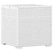 Шезлонг с шалте и маса за чай, бял полиратан - Thumbnail 8