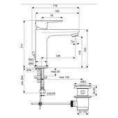Стоящ смесител за умивалник с изпразнител черен мат Tyria Vidima - Thumbnail 3