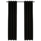 Затъмняващи завеси, имитация лен, 2 бр., антрацит, 140x245 см - Thumbnail 1