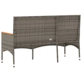 Градинска пейка 3-местна с възглавници сив полиратан - VL365442 - Thumbnail 6