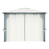 Шатра със завеси и LED светещи стрингове 4x3 м кремава алуминий - Thumbnail 9