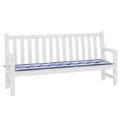 Възглавница за градинска пейка синьо/бяло райе 200x50x4 см плат - VL361201 - Thumbnail 3