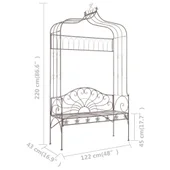 Градинска пейка, 122 см, желязо, антично кафяво - VL45435 - Thumbnail 6