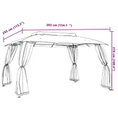 Шатра двоен покрив и мрежести стени кремав 3,93x2,93 м стомана - Thumbnail 9