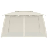 Шатра двоен покрив и мрежести стени кремав 3,93x2,93 м стомана - Thumbnail 3