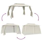 Шатра двоен покрив и мрежести стени кремав 3,93x2,93 м стомана - Thumbnail 6