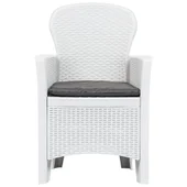 Градински столове, 2 бр., с възглавници, бели, пластмаса - Thumbnail 4