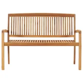 Стифираща градинска пейка с възглавница, 128,5 см, тик масив - VL3063283 - Thumbnail 3