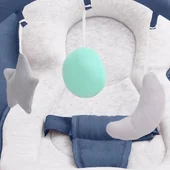 Бебешки шезлонг, тъмносиньо/бяло, стомана - Thumbnail 7