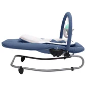 Бебешки шезлонг, тъмносиньо/бяло, стомана - Thumbnail 3