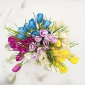 Декоративен букет от лалета с 10 цветчета 33 см - Thumbnail 1