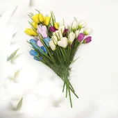 Декоративен букет от лалета с 10 цветчета 33 см - Thumbnail 3
