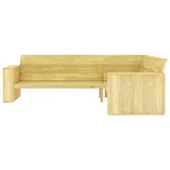 Градинска ъглова пейка, 239 см, импрегнирано борово дърво - VL49038 - Thumbnail 2