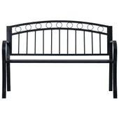 Градинска пейка, черна, стомана- 125 x 53 x 84 см - Thumbnail 2