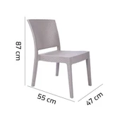 Градински стол без подлакътници капучино Zeugma Rattan MEVSIM - Thumbnail 2