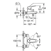 Стенен смесител за вана 1/2″ Bauflow GROHE - Thumbnail 2