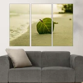Зелено листо в пясъка - картина пано за стена - Thumbnail 2