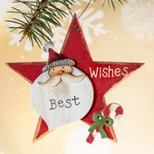 Дървена коледна играчка за елха звезда 14x14x1 см - Thumbnail 2