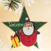 Дървена коледна играчка за елха звезда 14x14x1 см - Thumbnail 3