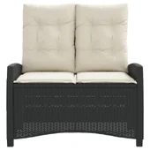 Накланяща се градинска пейка с възглавници черен полиратан - VL368225 - Thumbnail 3