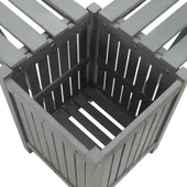 Градинска ъглова пейка с плантер, 117 cм, акация масив, сива - VL311824 - Thumbnail 9