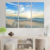 Изгрев и птици край морето - картина пано за стена - Thumbnail 2