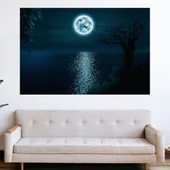 Лунна пътека през езерото - картина пано за стена - Thumbnail 1