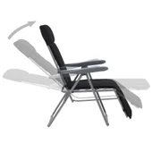 Сгъваеми градински столове с възглавници, 2 бр., черни - Thumbnail 3