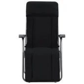 Сгъваеми градински столове с възглавници, 2 бр., черни - Thumbnail 4