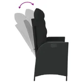 Накланяща се градинска пейка с възглавници черен полиратан - VL368236 - Thumbnail 6