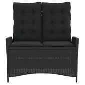 Накланяща се градинска пейка с възглавници черен полиратан - VL368236 - Thumbnail 3