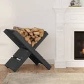 Поставка за дърва, сива, 47x39,5x48 см, борово дърво масив - Thumbnail 3