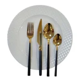 Комплект прибори 24 части злато и черно Cubuk HIRA - Thumbnail 3