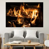Огнен пламък в близък план - картина пано за стена - Thumbnail 1