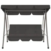 Градинска люлка със сенник, антрацит, 192x118x175 см, стомана - Thumbnail 2