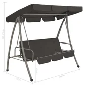 Градинска люлка със сенник, антрацит, 192x118x175 см, стомана - Thumbnail 8