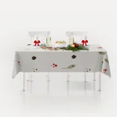 Коледна покривка за маса 140х180 - бяла - Thumbnail 1