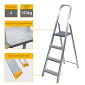 Алуминиева стълба 4 стъпала DENZEL - Thumbnail 2