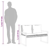 Градинска пейка с възглавница черен полиратан и акация дърво - VL365862 - Thumbnail 9