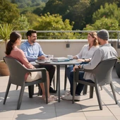 Градински стол PVC сив Polo MEVSIM - Thumbnail 7