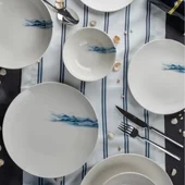 Порцеланов сервиз за хранене 24 части Морски вълни FARIKA - Thumbnail 1