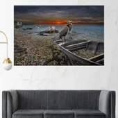 Порутена лодка на брега - картина пано за стена - Thumbnail 1