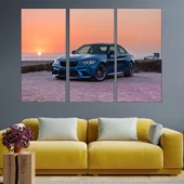 Синьо BMW и залез - картина пано за стена - Thumbnail 3